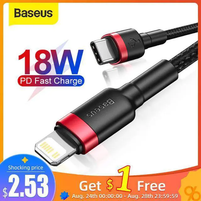 Main image of 18W USB C Cable for iPhone 11 Pro Pro Max PD Fast Charge Cable for iPhone 8 X Xr USB Charger  Cable USB Type C Cable