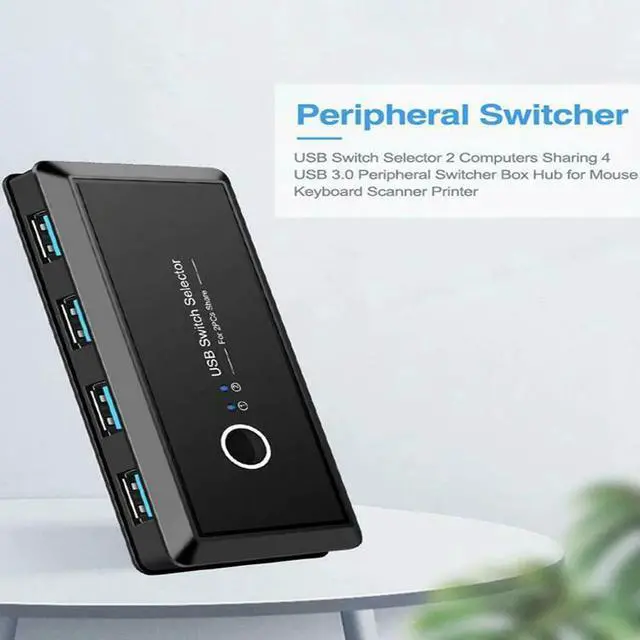 Alt view image 4 of 5 - Switch Box USB 3.0 Switcher 2 Port PCs Sharing 4 USB Devices for Keyboard Printer Monitor USB Switch