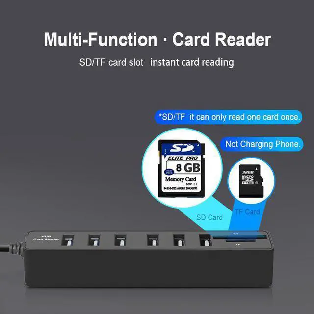 Alt view image 5 of 5 - USB Hub 3.0 Multi USB 3.0 Hub USB Splitter 3 Port Hub With TF  Card Reader 6 Port 2.0 Hab Adapter For PC Accessories