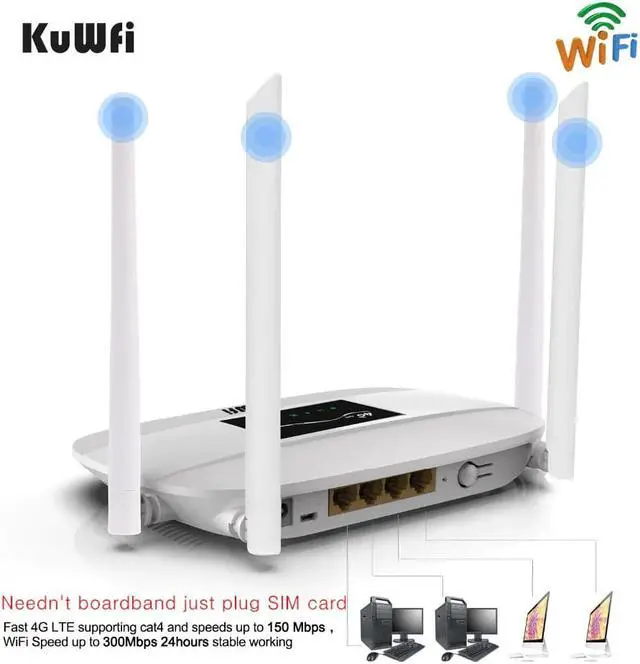 Alt view image 2 of 5 - 300Mbps Unlocked 4G LTE CPE Wireless Router Support SIM Card 4Pcs Antenna With LAN Port Support up to 32 Wifi users