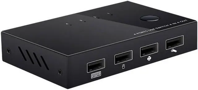 Main image of 4 Port USB 2.0 KVM Switch Box Plug and Play for Keyboard Mouse 2 PC Sharing Splitter Switcher  Hard Disk Card Reader