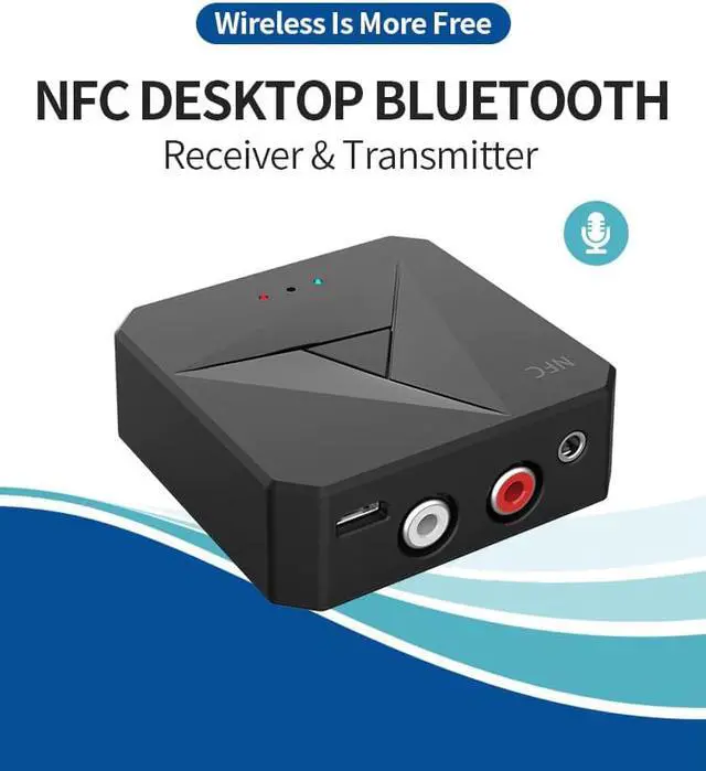 Alt view image 4 of 5 - Bluetooth 5.0 4.2 Audio Receiver Transmitter 2 IN 1 3.5mm 3.5 AUX Jack RCA HiFi Music Wireless Adapter For TV PC Car Speaker