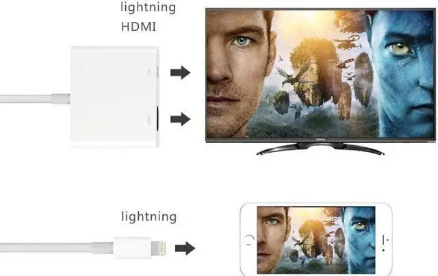 Alt view image 5 of 5 - For Lightning to Digital AV HDMI 4K USB Cable For iPhone to HDMI Adapter Connector 1080P HD Adapters For iPhone XS X iPad Air 3