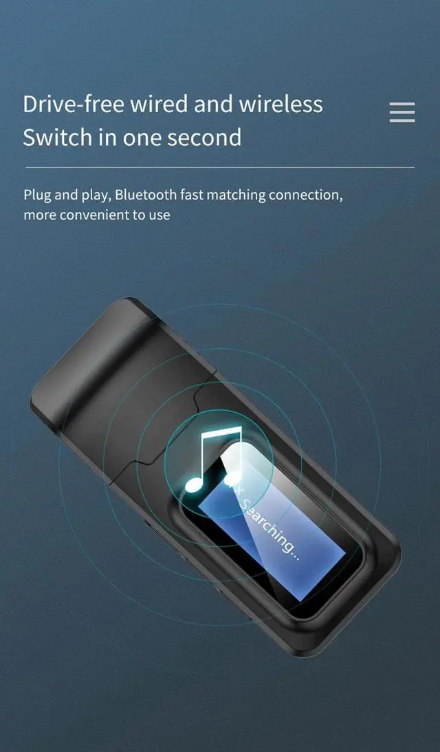 Alt view image 2 of 5 - Bluetooth 5.0 Receiver Transmitter LCD Display 3.5mm AUX USB Dongle Stereo Music Wireless Audio Adapter For PC TV Headphone Car