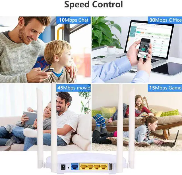 Alt view image 2 of 5 - Long Range Indoor Wireless Network 12V 1A Plug Router USB Port And External Antennas MT7620N openVPN 300Mbps WiFi Router