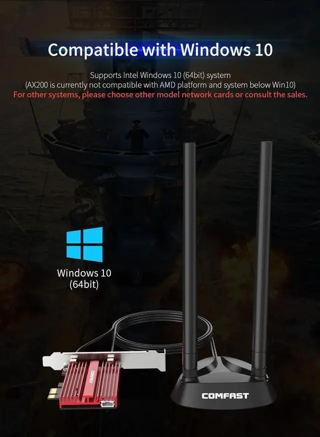 Alt view image 4 of 5 - Wi-Fi 6 PCI-E Wireless Adapter 2.4G/5Ghz 802.11ac/ax Bluetooth 5.0 AX200NGW Wifi Card For  AX200 MU-MIMO