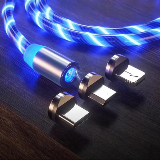Alt view image 2 of 5 - 1m Magnetic charging Mole Phone Cable USB Type C Flow Luminous Lighting  Wire for   LED Micro Kable