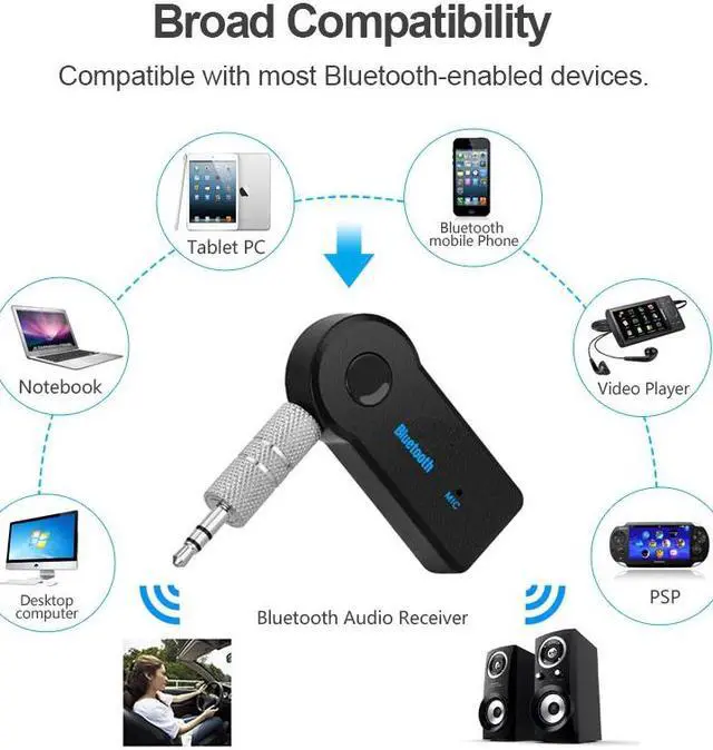Alt view image 2 of 5 - 3.5mm Jack Car AUX Bluetooth Receiver Hand- MIC Call Bluetooth Adapter 4.0 Car wireless Transmitter Auto Music Receivers