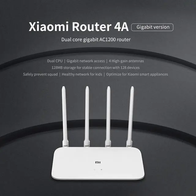 Alt view image 5 of 5 - Mi Router 4A Gigabit Edition WiFi Repeater 2.4GHz/5GHz 16MB ROM+128MB DDR3 High Gain 4 Antenna Support IPv6 APP Control