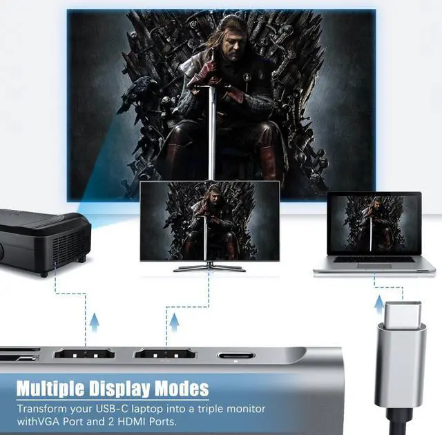 Alt view image 3 of 5 - Y USB C Hub 11 in 1 Multi HDMI RJ45 VGA USB HUB 3.0 Adapter Dock for Macbook Pro Card Reader USB Splitter Type C USB HUB