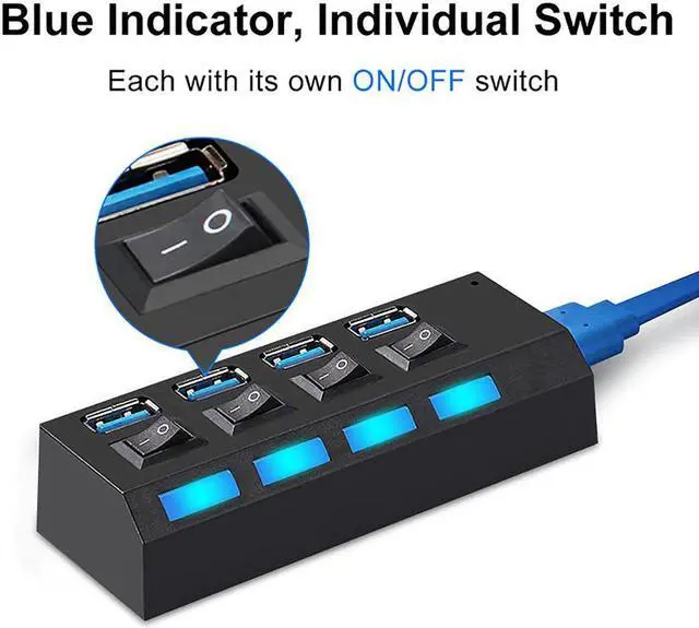 Alt view image 2 of 5 - HUB 3.0 HUB  Splitter Multi  3.0 2.0 HUB 3 4/ 7 Port Multiport Hab PC Accessories with Power Adapter for Computer