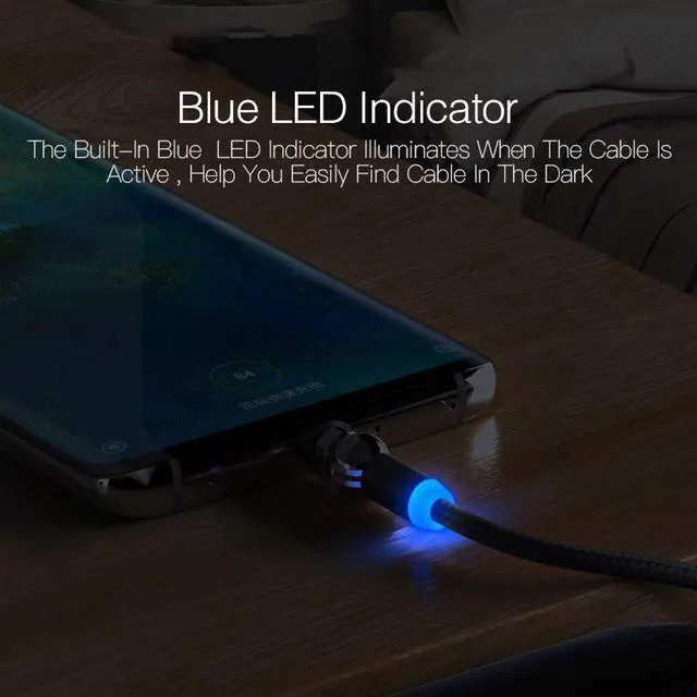 Alt view image 3 of 5 - 360 degree Rotate Magnetic Micro USB Type C Cable LED Magnetic Charging Cable for iPhone 11 Xs Max X 8 7 6 6s 5 5s