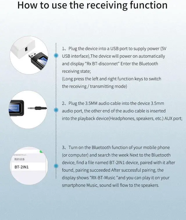 Alt view image 5 of 5 - 2 In 1 USB Bluetooth 5.0 Audio Transmitter Receiver Upgraded LCD Wireless Adapter For Headphone PC Computer HIFI Sound Quality