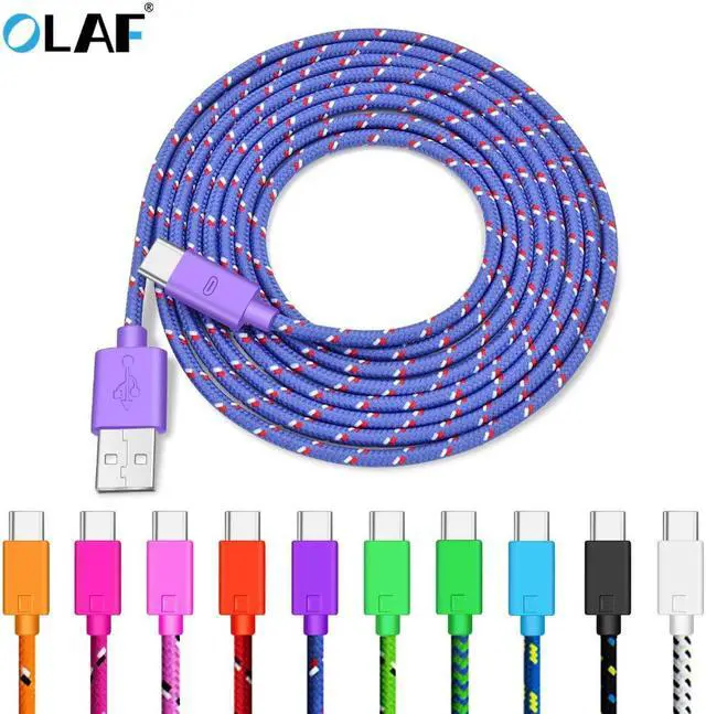 Main image of Nylon Braided USB Type C Cable 1M 2M 3M  Sync Fast Charging USB C Cable For  S9 S10  mi9 mi8  Type-c