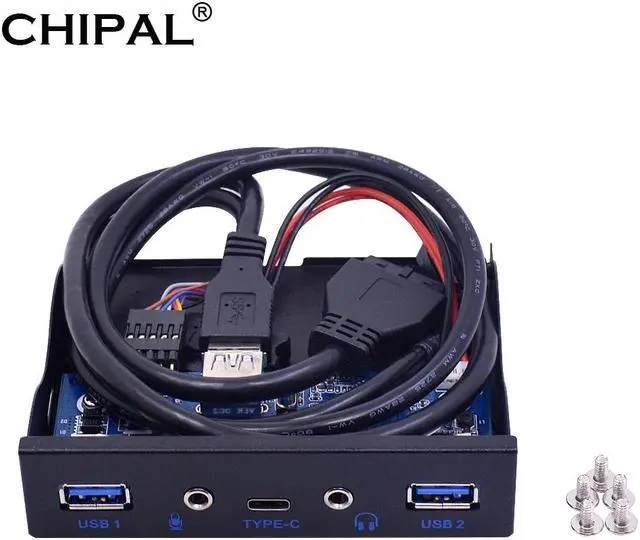 Main image of 5 Ports USB 3.1 TYPE-C Hub Spilitter USB 3.0 USB-C Front Panel HD Audio with Power Cable For PC Desktop 3.5" Floppy Bay