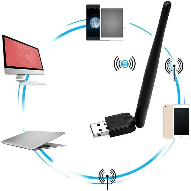 Alt view image 4 of 5 - USB 2.0 Wireless Network Card 802.11 b/g/n LAN RT5370 150M Mini Adapter With Rotatable Antenna For Laptop PC WiFi Dongle