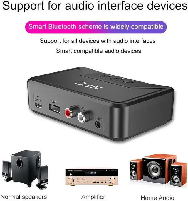 Alt view image 3 of 5 - 5.0 Bluetooth Receiver Smart NFC A2DP RCA AUX 3.5MM Jack Wireless Adapter Suppotr USB Play For CAR Home Speaker Headphone