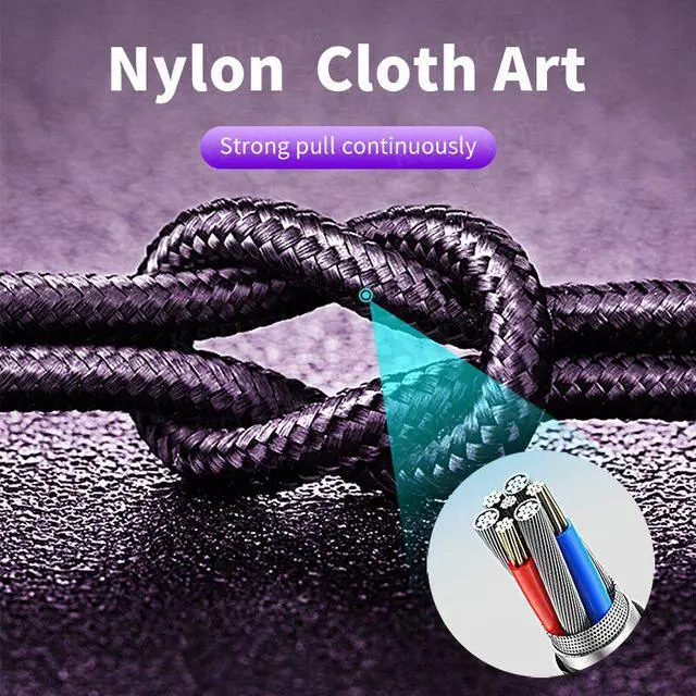 Alt view image 3 of 5 - Cable 5A Type C Micro USB Cable Quick Charge  Charging Charger Cable For  S8  9 Fast Charging Cord