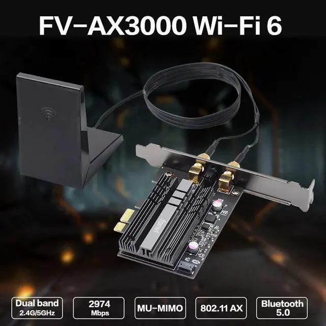 Alt view image 5 of 5 - Dual Band 3000Mbps Wireless WiFi Network Card Adapter With Wi-Fi 6 AX200NGW 2.4Gbps 802.11 ac/ax BT 5.0 For Desktop Win 10