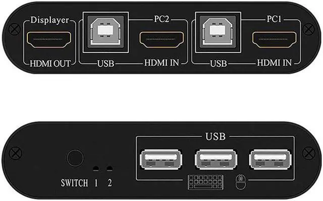 Alt view image 3 of 5 - Universal Professional Home Office For Printer Dual USB Aluminum Alloy 2 In 1 Out Laptop Fast Speed  KVM Switch