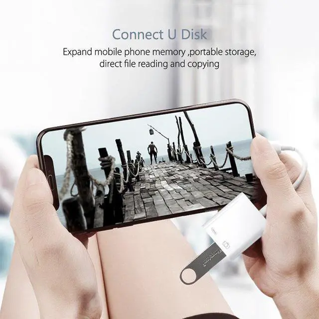 Alt view image 3 of 5 - OTG Adapter for Lightning to USB 3 Camera Keyboard OTG Cable  Converter for iPhone iPad for  ios 13 OTG Adapter