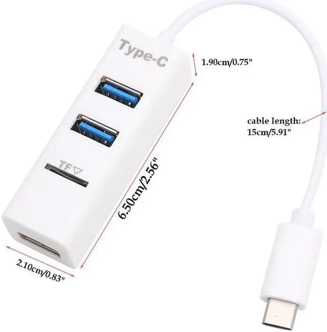 Alt view image 5 of 5 - Type C to 3-Ports USB3.0 TF Micro-SD Card Hub Reader Adapter For Macbook C26