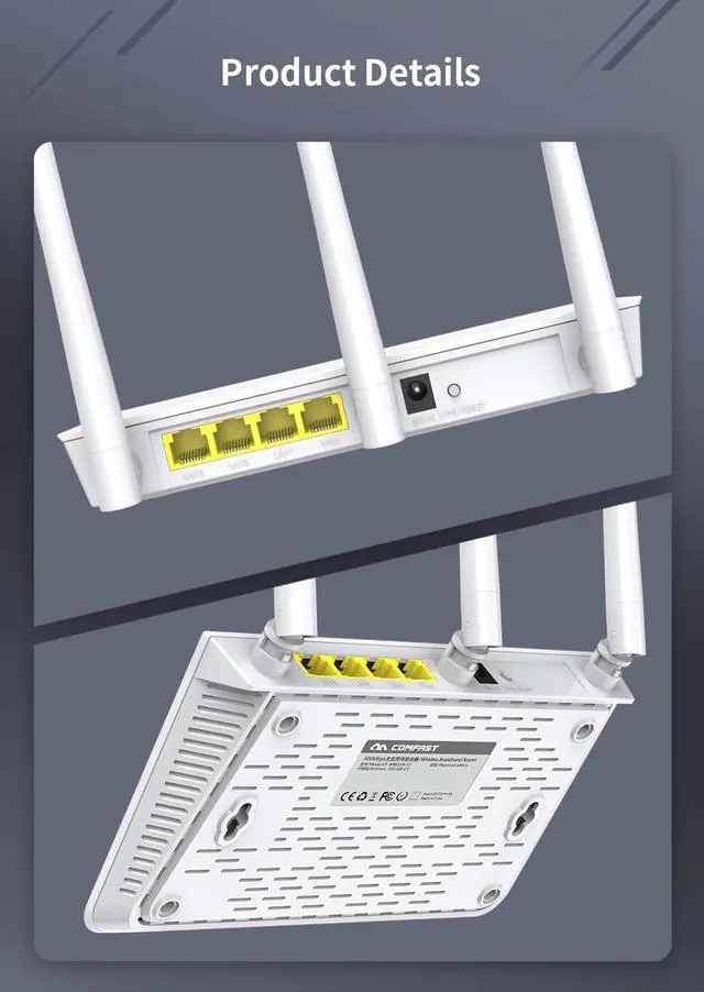 Alt view image 3 of 5 - wireless wifi router Access Point RJ45 WAN/LAN 2.4G 300Mbps With 3*3dBi High Gain omni directional Antennas Wider Coverage