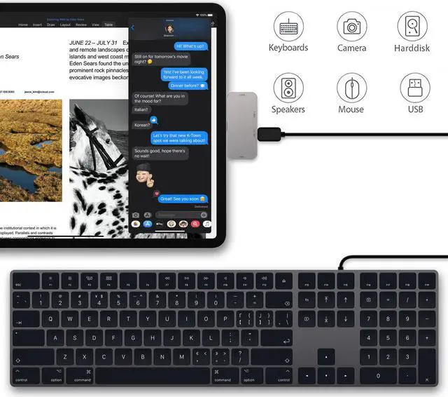 Alt view image 3 of 5 - C HUB for iPad Pro 2020 2018 type C to 3.0 Audio Jack PD Charging Adapter Hubs -C Docking Station