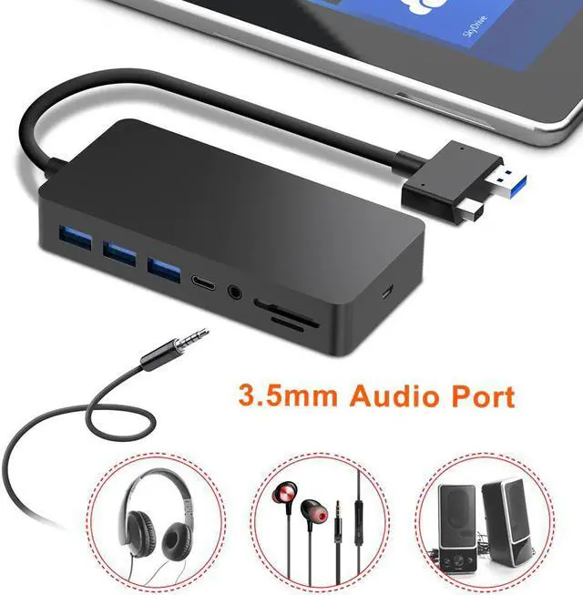 Alt view image 3 of 5 - 3.0 HUB card reader 4K /DP/VGA 3.5 audio Gigabit Ethernet adapter SD/TF DocKing Station for Surface Pro 4/5/6