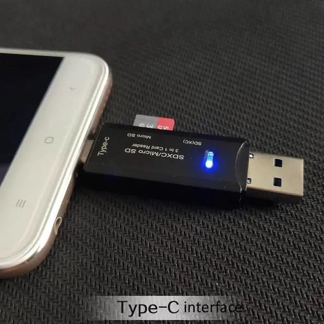 Alt view image 4 of 5 - 3.0 Hub  Card Reader Micro  Type C Card Reader Lector  Memory Card Reader For Micro  TF  Type-C OTG Card Readers