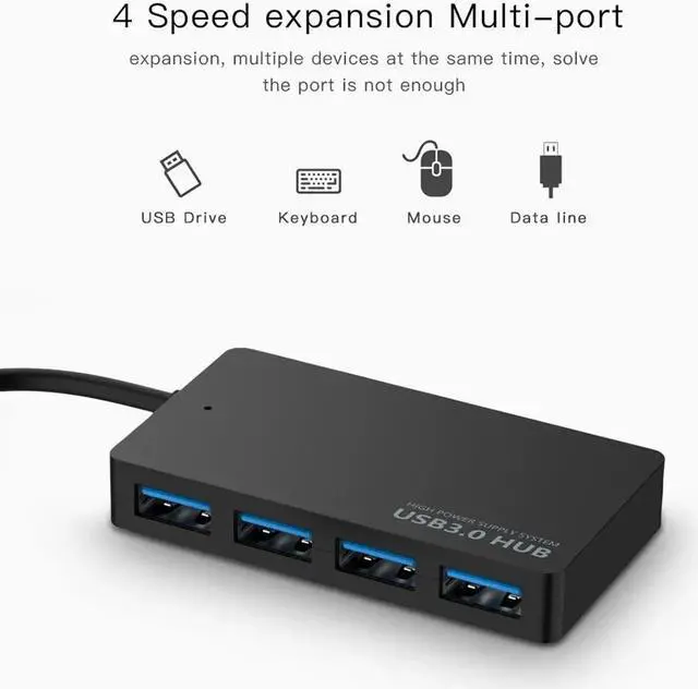 Alt view image 2 of 5 - USB3.0 Adapter for Laptop PC High Speed USB 3.0 Hub External 4 Ports Adapter Splitter USB Expander Computer Accessories