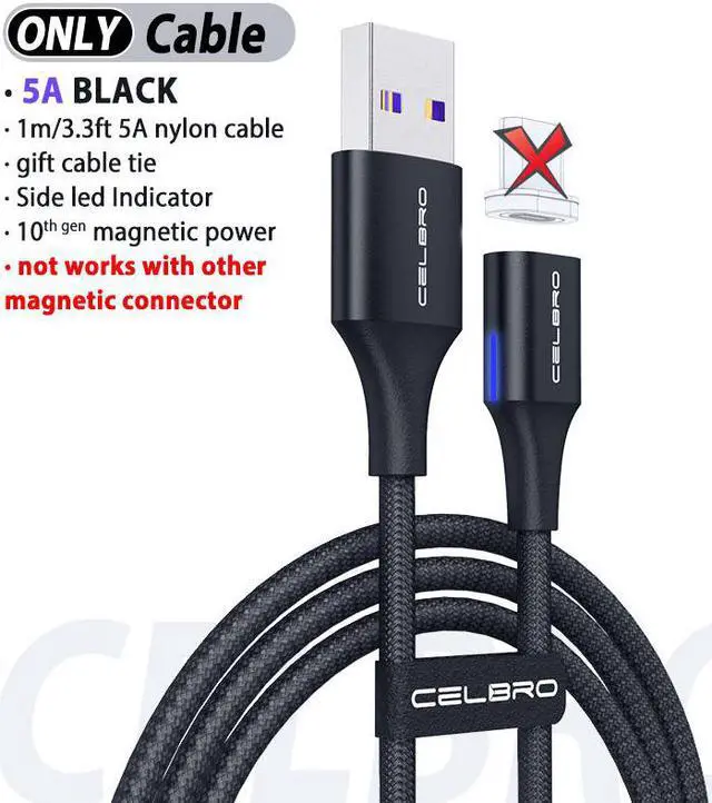 Alt view image 4 of 5 - 5A Magnetic USB Charging Cable Micro USB Type C Cable Fast Charging Magnetic Cable Charger for  S20 Note10+ 5G  P30