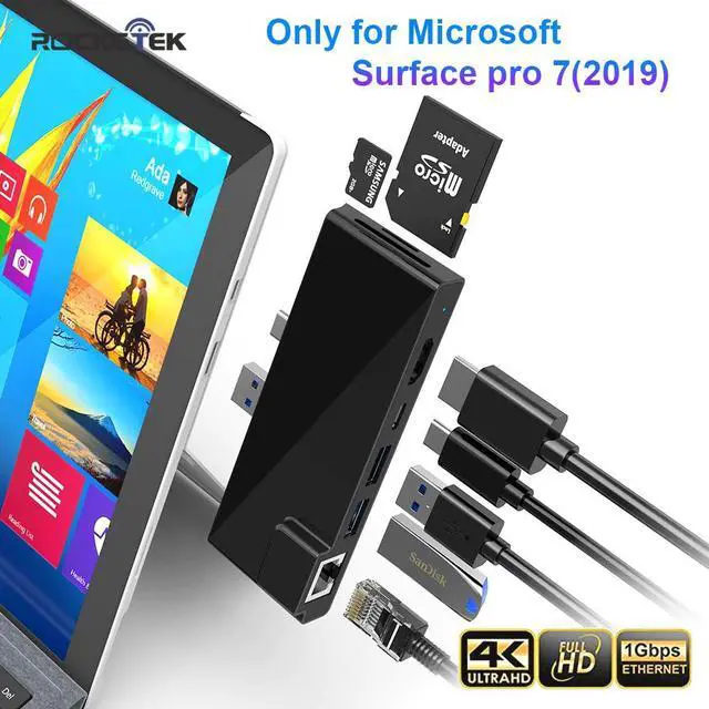 Main image of usb 3.0 HUB card reader 4K 1000Mbps Gigat Ethernet PD Type c adapter SD/TF micro SD for Microsoft Surface Pro 7