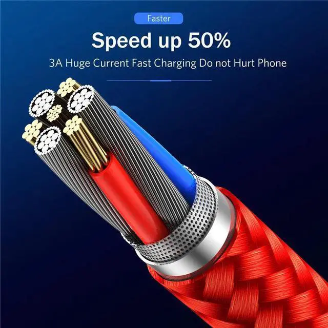 Alt view image 3 of 5 - 3A Fast Charging Cable Magnetic USB Cable for iPhone 11 Micro USB Cable Fast Charging Type C Magnet  Cable for