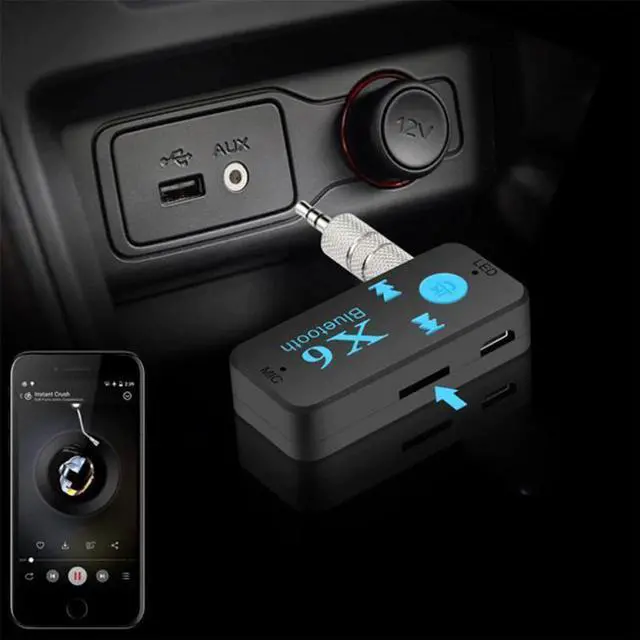 Alt view image 5 of 5 - Car Bluetooth Audio Receiver 3 in 1 3.5mm Mini Wireless bluetooth aux adapter Car Transmitter Auto Music Receivers X6