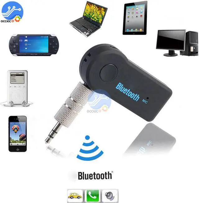 Alt view image 4 of 5 - Audio Receiver Wireless Music Transmitter 3.5mm Stereo AUX Receiver Adapter with Mic for Car Speaker Headphone