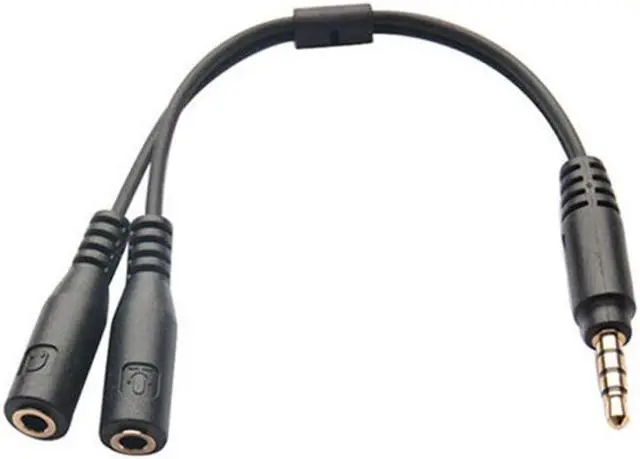 Main image of 3.5mm Microphone Adapter Cable Audio Stereo Mic Converter Cord Two 3-Pole TRS Female To One 4-Pole TRRS Male Plug For Smartphone