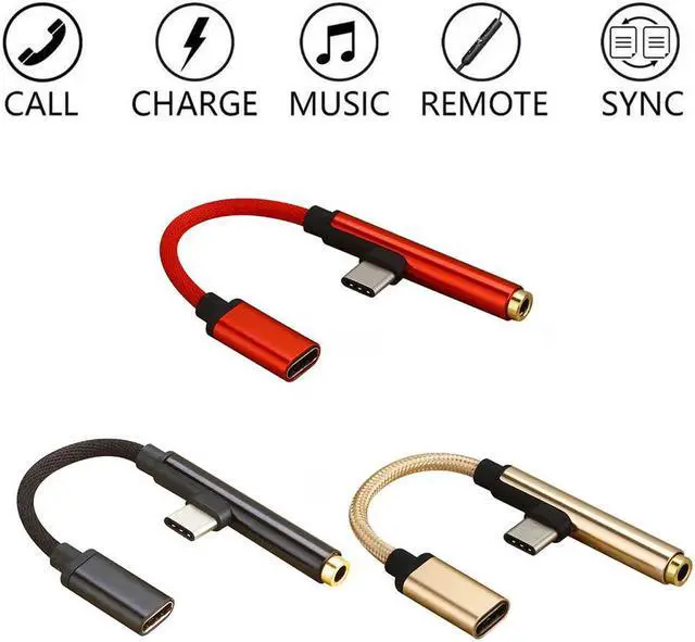 Alt view image 3 of 5 - to 3.5mm Jack Headphone Aux Audio Cable 2 in 1 USB Type C Adapter Charger Cable for   s8 Note 9 HTC