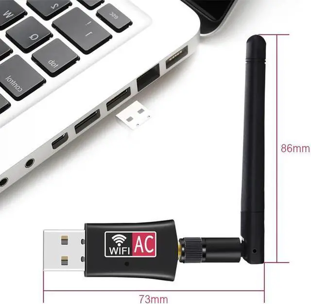 Alt view image 3 of 5 - 600Mbps USB wireless wifi Adapter 2.4GHz 5GHz WiFi with Antenna Dual Band PC Mini Computer Network Card Receiver 802.11b/n/g/ac