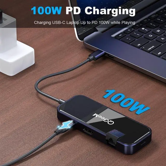 Alt view image 3 of 5 - QM USB C Hub for Macbook Pro Air USB Type-C Hub 3.0 Adapter TF SD 3.5mm PD Aux Type C Hub for iPad Pro PC Splitter Dock