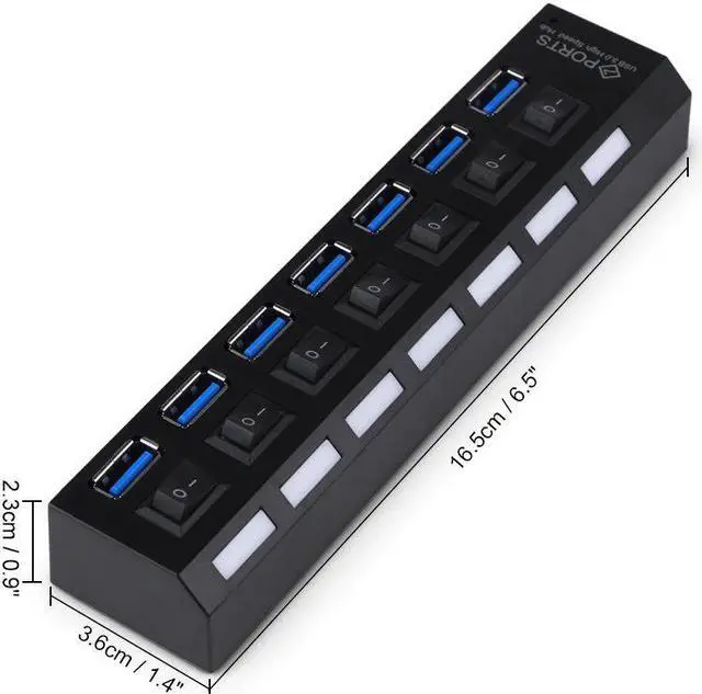 Alt view image 4 of 5 - USB Hub 2.0/3.0 Multi USB Port 7 Ports Hub USB High Speed Hab With on/off Switch USB Splitter For PC Computer Accessories