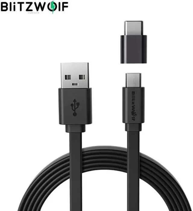 Main image of BW-MT2 2 in 1 Micro USB Flat Fast Charging  Cable With Type C Adapter For  For Mole Phone