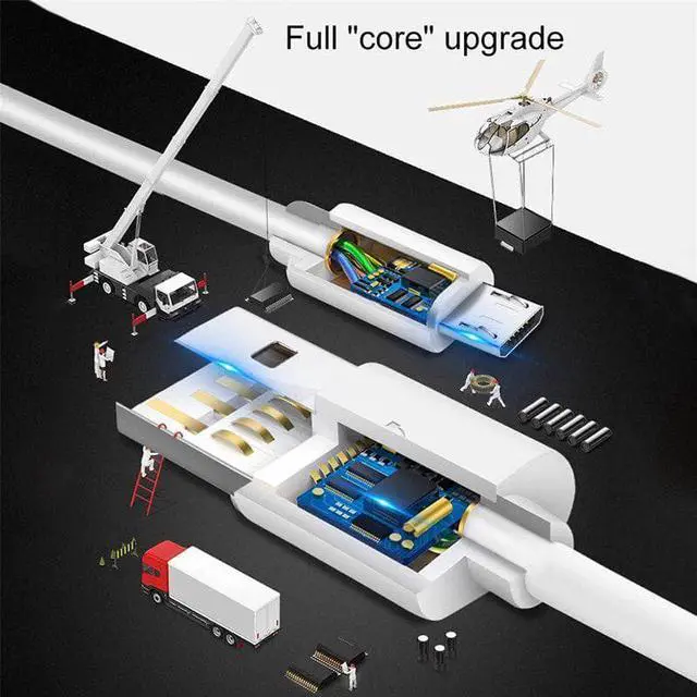 Alt view image 5 of 5 - Length Original Micro USB Type C Cable Fast Charging Cable USB-C Quick Charge 3.0 Cell Phone Cord Wire for Android IOS