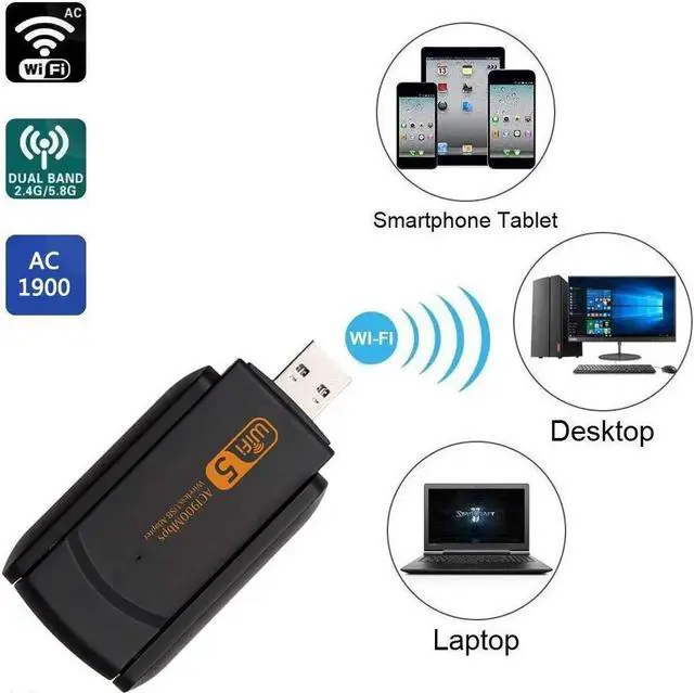 Alt view image 5 of 5 - 1900Mbps USB Wifi Adapter 2.4Ghz + 5.8Ghz Dual Band Wi-fi USB Dongle AC Network Card USB 3.0 Wifi Antenna 802.11ac/b/g/n