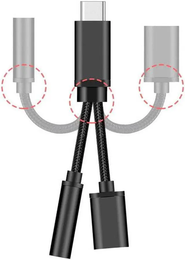Alt view image 5 of 5 - Type C To 3.5mm Aux Audio Charging Cable Adapter Splitter Headphone Jack For  6 8 Mix 2s  Mate10 P20 Pro