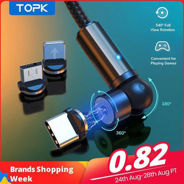 Main image of 540 Rotate Magnetic Cable Micro USB Type C Cable Magnetic Charging Charger Cable For iPhone 11 Pro XS Max