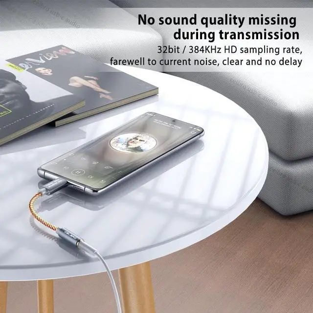 Alt view image 3 of 5 - DAC Earphone Audio Adapter USB Type C to 3.5mm Headphones Jack Aux Converter Adapter Cable for  7/8  Mi 10 Pro