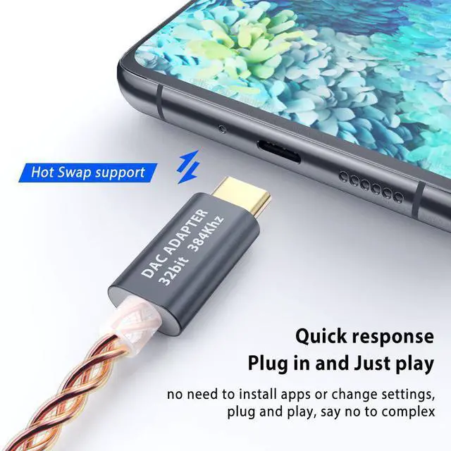 Alt view image 2 of 4 - HIFI DAC Earphone Amplifier Type-C to 3.5mm audio adapter to3.5mm chip for Android Phone PC Mac Audio Cable PCM 32t/384