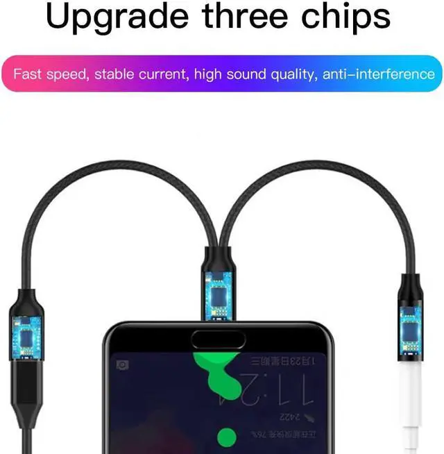 Alt view image 3 of 5 - USB Type C to 3.5mm Jack Earphone Adapter For  S10 Plus  Mi9  Charging Calling Music USBC Audio Cable