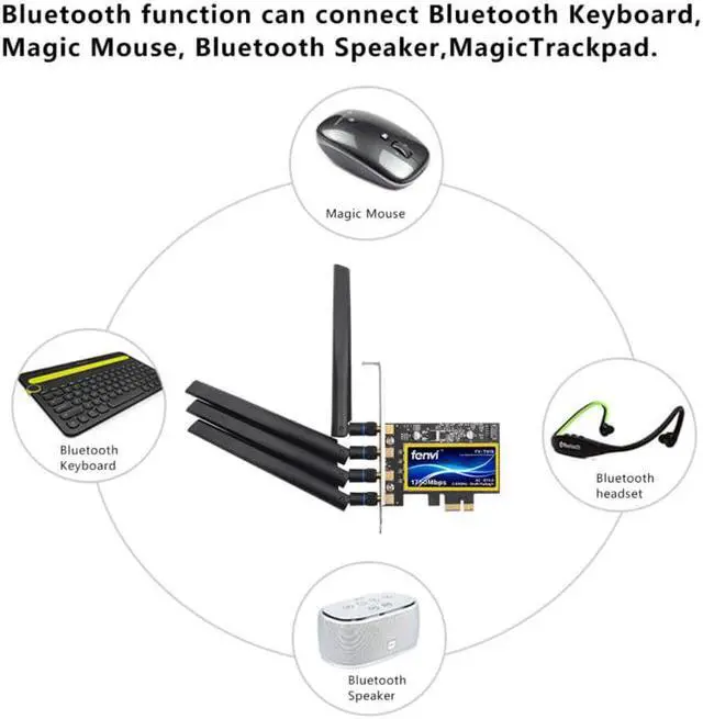 Alt view image 4 of 5 - FV-T919 1750Mbps Dual Band 802.11AC Desktop Wifi Adapter BCM94360 Wireless Bluetooth 4.0 Mac OSX Hackintosh